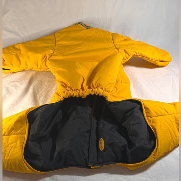 Muttlucks Revereable Dog Snowsuit- Yellow/Black - Picture 2 of 6